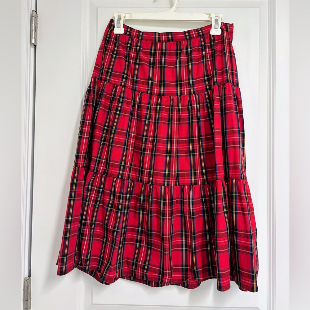 J. Crew Red Plaid A-Line Skirt